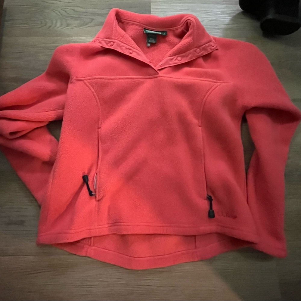 L.L. Bean Coral Fleece Pullover with Snap Buttons